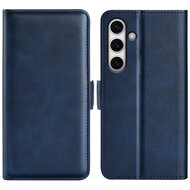 Samsung Galaxy S24 FE Hoesje - MobyDefend Luxe Wallet Book Case (Sluiting Zijkant) - Blauw