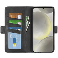 Samsung Galaxy S24 FE Hoesje - MobyDefend Luxe Wallet Book Case (Sluiting Zijkant) - Zwart