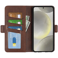 Samsung Galaxy S24 FE Hoesje - MobyDefend Luxe Wallet Book Case (Sluiting Zijkant) - Bruin