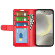 Samsung Galaxy S24 FE Hoesje - MobyDefend Wallet Book Case (Sluiting Achterkant) - Rood