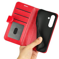 Samsung Galaxy S24 FE Hoesje - MobyDefend Wallet Book Case (Sluiting Achterkant) - Rood