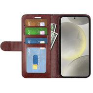 Samsung Galaxy S24 FE Hoesje - MobyDefend Wallet Book Case (Sluiting Achterkant) - Bruin