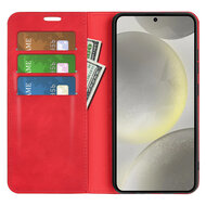 Samsung Galaxy S24 FE Hoesje - Luxe Wallet Bookcase (Magnetische Sluiting) - Rood