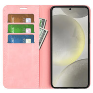 Samsung Galaxy S24 FE Hoesje - Luxe Wallet Bookcase (Magnetische Sluiting) - Roze