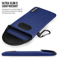 Hoesje voor Samsung Galaxy S24 - MobyDefend Neopreen Pouch Met Karabijnhaak - Insteekhoesje - Riemlus Hoesje - Blauw