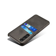 Samsung Galaxy S24 Hoesje - MobyDefend Lederen Backcover Met Vakjes Voor Pasjes - Zwart