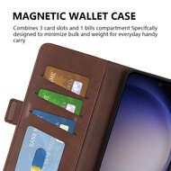 Samsung Galaxy S24 Hoesje - MobyDefend Luxe Wallet Book Case (Sluiting Zijkant) - Bruin