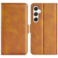 Samsung Galaxy S24 Hoesje - MobyDefend Luxe Wallet Book Case (Sluiting Zijkant) - Lichtbruin