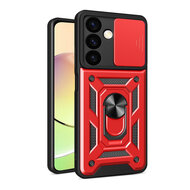 Samsung Galaxy S24 Hoesje - MobyDefend Pantsercase Met Draaibare Ring - Rood