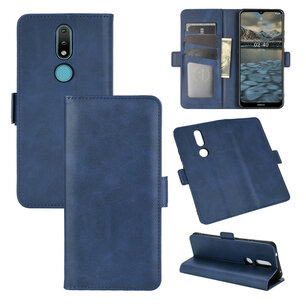 Nokia 2.4 Hoesje - MobyDefend Luxe Wallet Book Case (Sluiting Zijkant) - Blauw