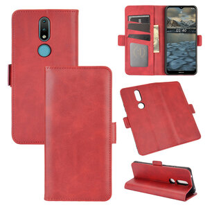 Nokia 2.4 Hoesje - MobyDefend Luxe Wallet Book Case (Sluiting Zijkant) - Rood