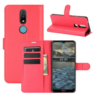 Nokia 2.4 Hoesje - MobyDefend Kunstleren Wallet Book Case (Sluiting Voorkant) - Rood