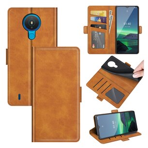 Nokia 1.4 Hoesje - MobyDefend Luxe Wallet Book Case (Sluiting Zijkant) - Lichtbruin