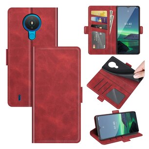 Nokia 1.4 Hoesje - MobyDefend Luxe Wallet Book Case (Sluiting Zijkant) - Rood