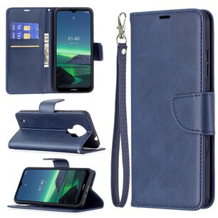 Nokia 1.4 Hoesje - MobyDefend Wallet Book Case Met Koord - Blauw