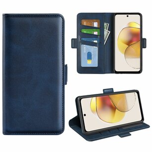 Motorola Moto G73 Hoesje, MobyDefend Luxe Wallet Book Case (Sluiting Zijkant), Blauw