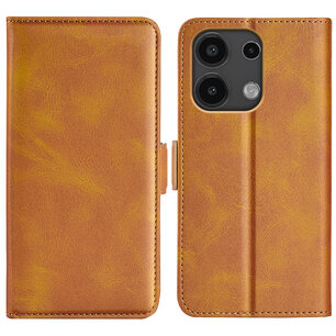 Xiaomi Redmi Note 13 4G Hoesje - MobyDefend Luxe Wallet Book Case (Sluiting Zijkant) - Lichtbruin