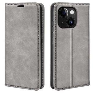 iPhone 15 hoesje - Luxe Wallet Bookcase (Magnetische Sluiting) - Grijs