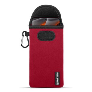 Hoesje voor Motorola Edge 50 Pro - MobyDefend Neopreen Pouch Met Karabijnhaak - Insteekhoesje - Riemlus Hoesje - Rood