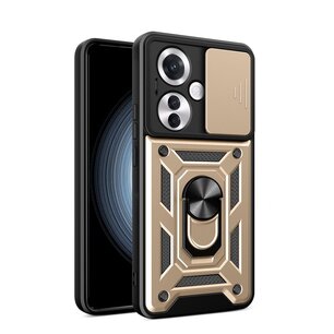 Oppo Reno 11F Hoesje - MobyDefend Pantsercase Met Draaibare Ring - Goud