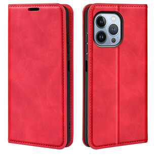 iPhone 14 Pro Max Hoesje - Luxe Wallet Bookcase (Magnetische Sluiting) - Rood