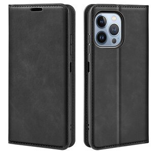 iPhone 14 Pro Hoesje - Luxe Wallet Bookcase (Magnetische Sluiting) - Zwart