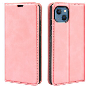 iPhone 14 Hoesje - Luxe Wallet Bookcase (Magnetische Sluiting) - Roze