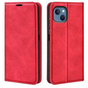 iPhone 14 Hoesje - Luxe Wallet Bookcase (Magnetische Sluiting) - Rood