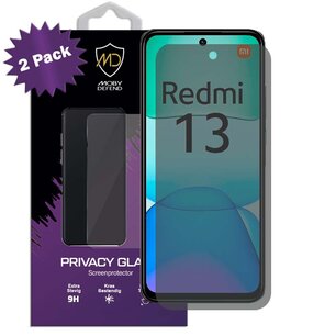 2-Pack MobyDefend Xiaomi Redmi 13 4G Screenprotectors - HD Privacy Glass Screensavers