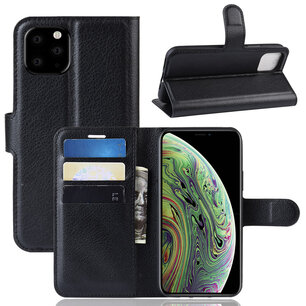 iPhone 11 Pro Hoesje - MobyDefend Kunstleren Wallet Book Case (Sluiting Voorkant) - Zwart