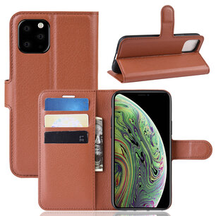 iPhone 11 Pro Hoesje - MobyDefend Kunstleren Wallet Book Case (Sluiting Voorkant) - Bruin