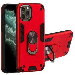 iPhone 11 Pro Max Hoesje - MobyDefend Pantsercase Met Draaibare Ring - Rood