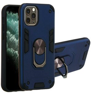 iPhone 11 Pro Max Hoesje - MobyDefend Pantsercase Met Draaibare Ring - Blauw