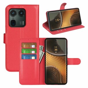 Motorola Edge 50 Ultra Hoesje - MobyDefend Kunstleren Wallet Book Case (Sluiting Voorkant) - Rood