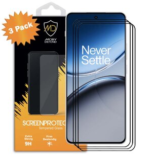 3-Pack OnePlus Nord 4 Screenprotectors - MobyDefend Screensaver Met Zwarte Randen - Gehard Glas