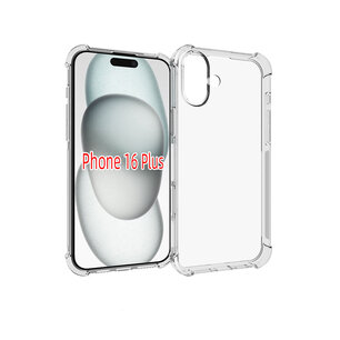 iPhone 16 Plus Hoesje - MobyDefend Transparante Shockproof TPU Backcover - Verstevigde Hoeken - Volledig Doorzichtig