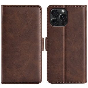 iPhone 16 Pro Max Hoesje - MobyDefend Luxe Wallet Book Case (Sluiting Zijkant) - Bruin