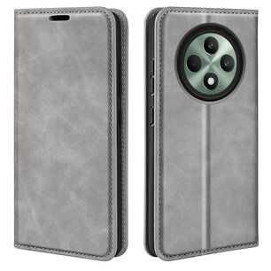 Oppo Reno12 F Hoesje - Luxe Wallet Bookcase (Magnetische Sluiting) - Grijs