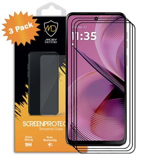 3-Pack Motorola Moto G55 Screenprotectors - MobyDefend Screensavers Met Zwarte Randen - Gehard Glas 