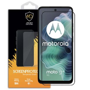 Motorola Moto G35 Screenprotector - MobyDefend Screensaver Met Zwarte Randen - Gehard Glas 