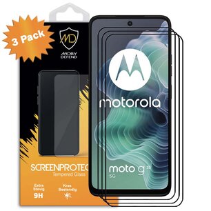 3-Pack Motorola Moto G35 Screenprotectors - MobyDefend Screensavers Met Zwarte Randen - Gehard Glas 