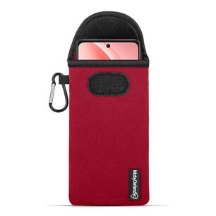 Hoesje voor Oppo A60 5G - MobyDefend Neopreen Pouch Met Karabijnhaak - Insteekhoesje - Riemlus Hoesje - Rood