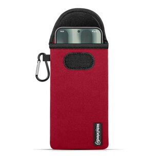 Hoesje voor Nothing Phone (2a) Plus - MobyDefend Neopreen Pouch Met Karabijnhaak - Insteekhoesje - Riemlus Hoesje - Rood