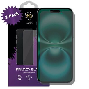 2-Pack MobyDefend iPhone 16 Plus Screenprotectors - HD Privacy Glass Screensavers