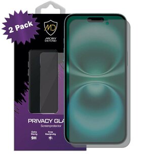 2-Pack MobyDefend iPhone 16 Plus Screenprotectors - Matte Privacy Glass Screensavers