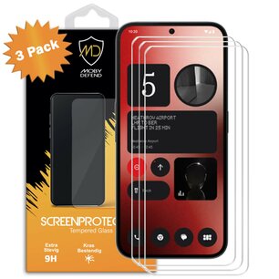 3-Pack Nothing Phone (2a) Screenprotectors - MobyDefend Case-Friendly Screensavers - Gehard Glas