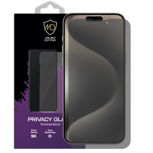 MobyDefend iPhone 15 Pro Screenprotector - HD Privacy Glass Screensaver