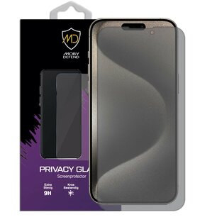 MobyDefend iPhone 15 Pro Max Screenprotector - Matte Privacy Glass Screensaver