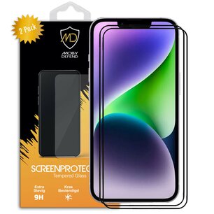 2-Pack iPhone 14 screenprotectors - MobyDefend Screensavers Met Zwarte Randen - Gehard Glas