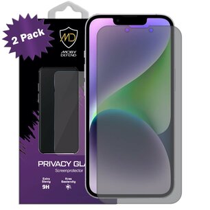 2-Pack MobyDefend iPhone 14 Screenprotectors - Matte Privacy Glass Screensavers